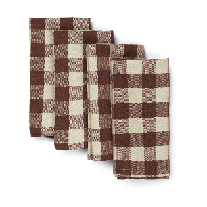 Bothy Check cotton napkin  40x40 cm 4-pack - Cinnamon-grey green - ferm LIVING