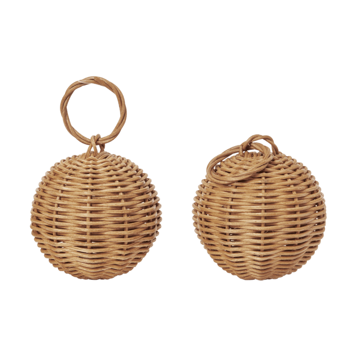 Braided baubles Christmas hanging Ø8 cm 2 pack - Natural - Ferm Living