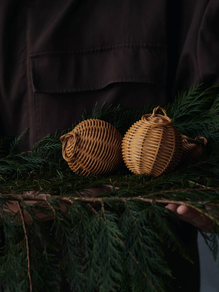 Braided baubles Christmas hanging Ø8 cm 2 pack, Natural Ferm Living