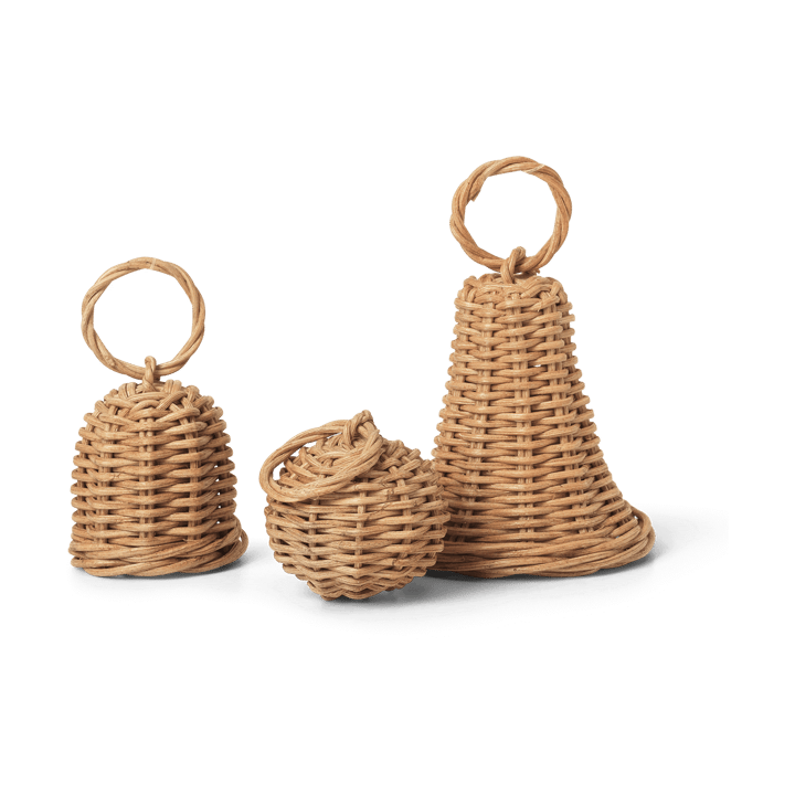 Braided Bell Baubles hanging Christmas decoration 3-pack, Natural Ferm Living