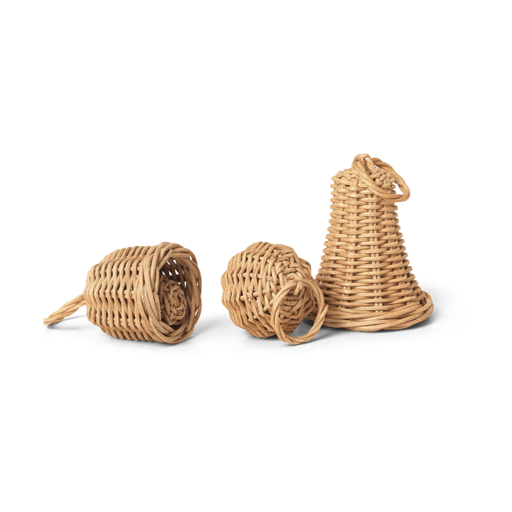 Braided Bell Baubles hanging Christmas decoration 3-pack, Natural Ferm Living