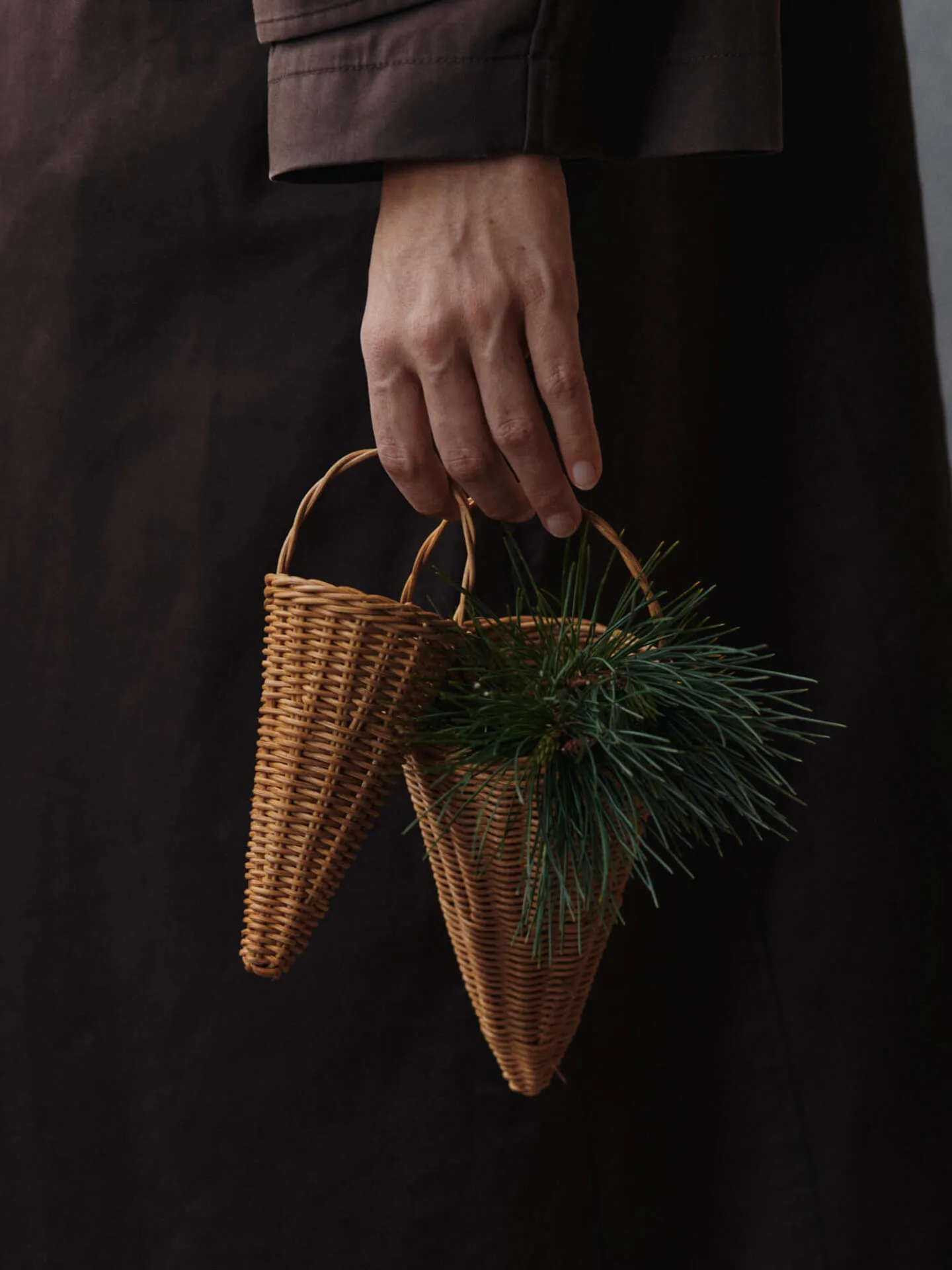 Braided cones Christmas ornament 18 cm, Natural Ferm Living