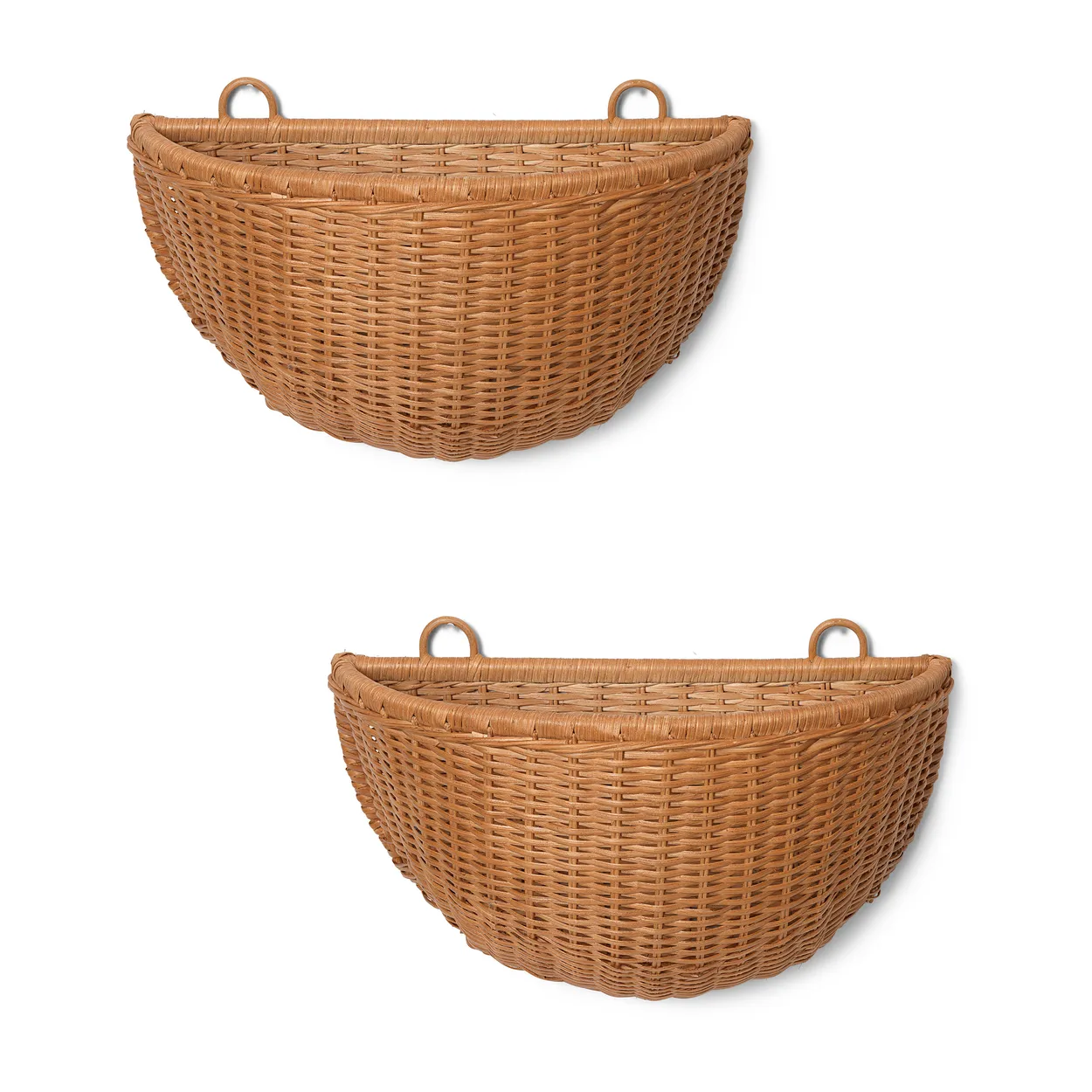 Ferm Living Braided wall basket 2-pack Natural | Scandinavian Design | Storage baskets | Brown