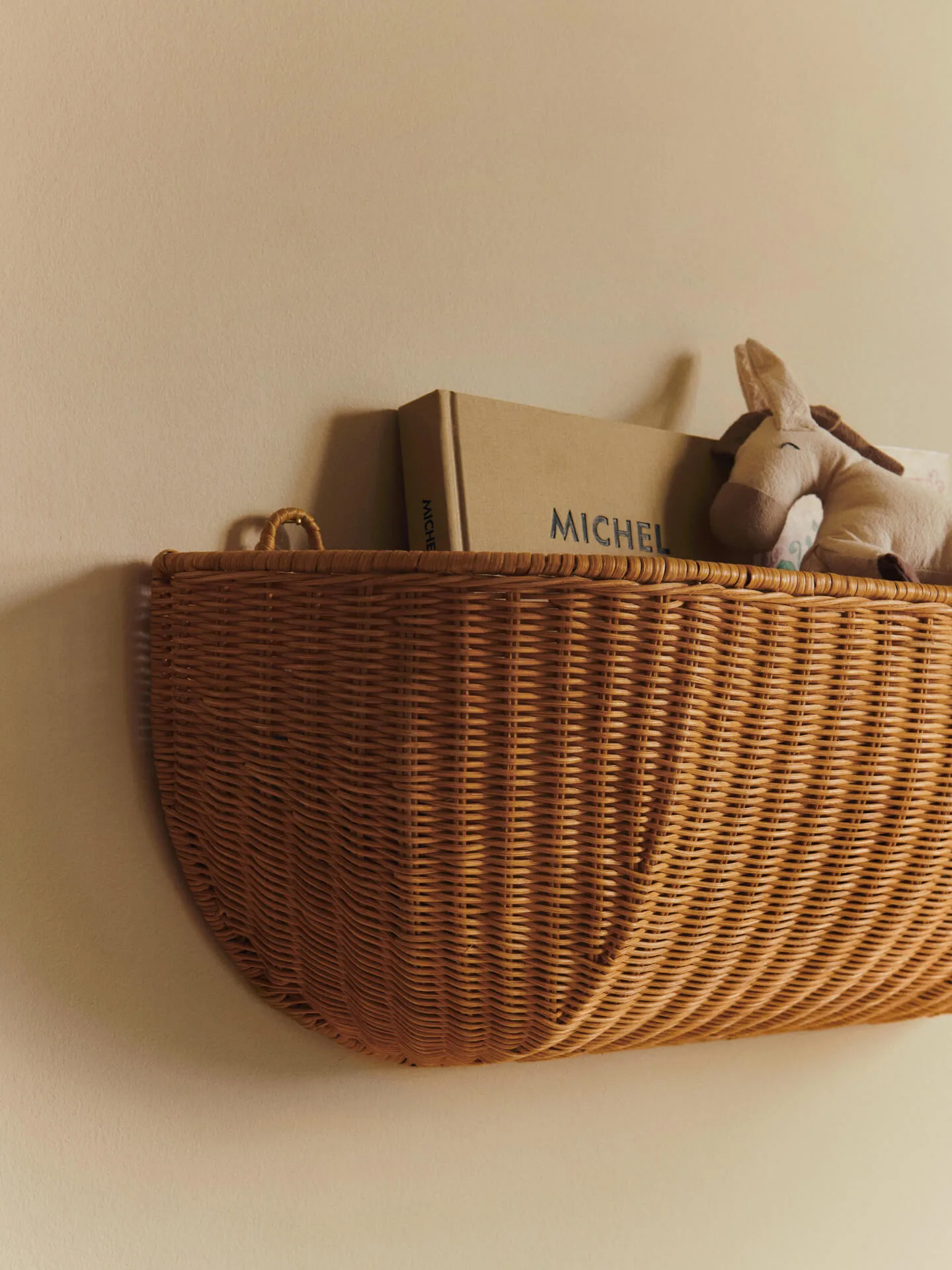 Braided wall pocket wall basket 25x75 cm, Natural Ferm Living