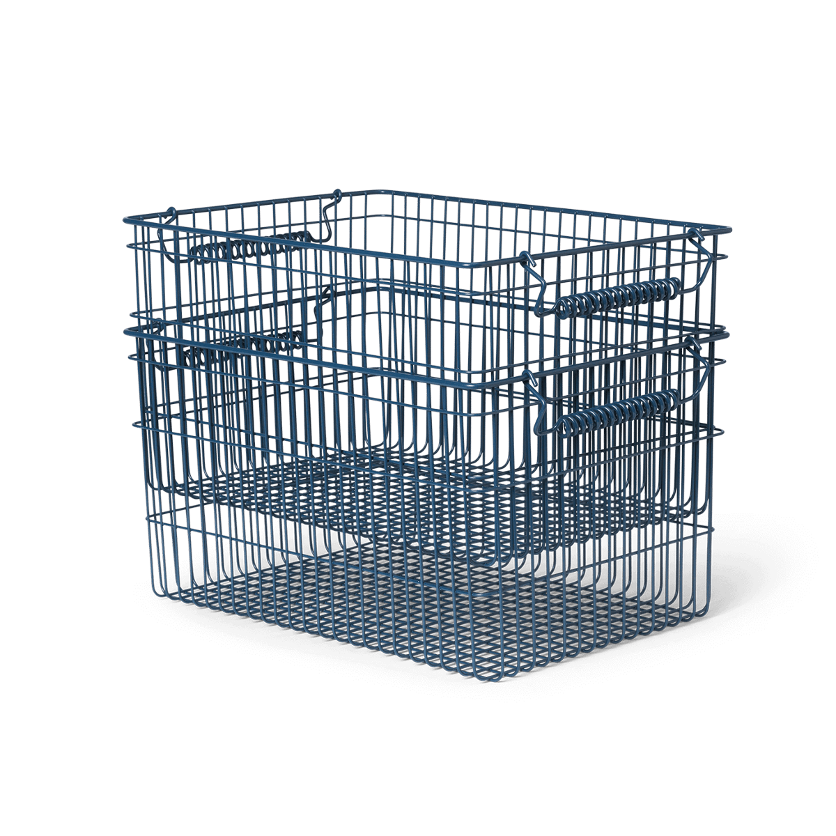 Ferm Living Cala stackable basket 2-pack Dark blue | Scandinavian Design | Storage baskets | Blue