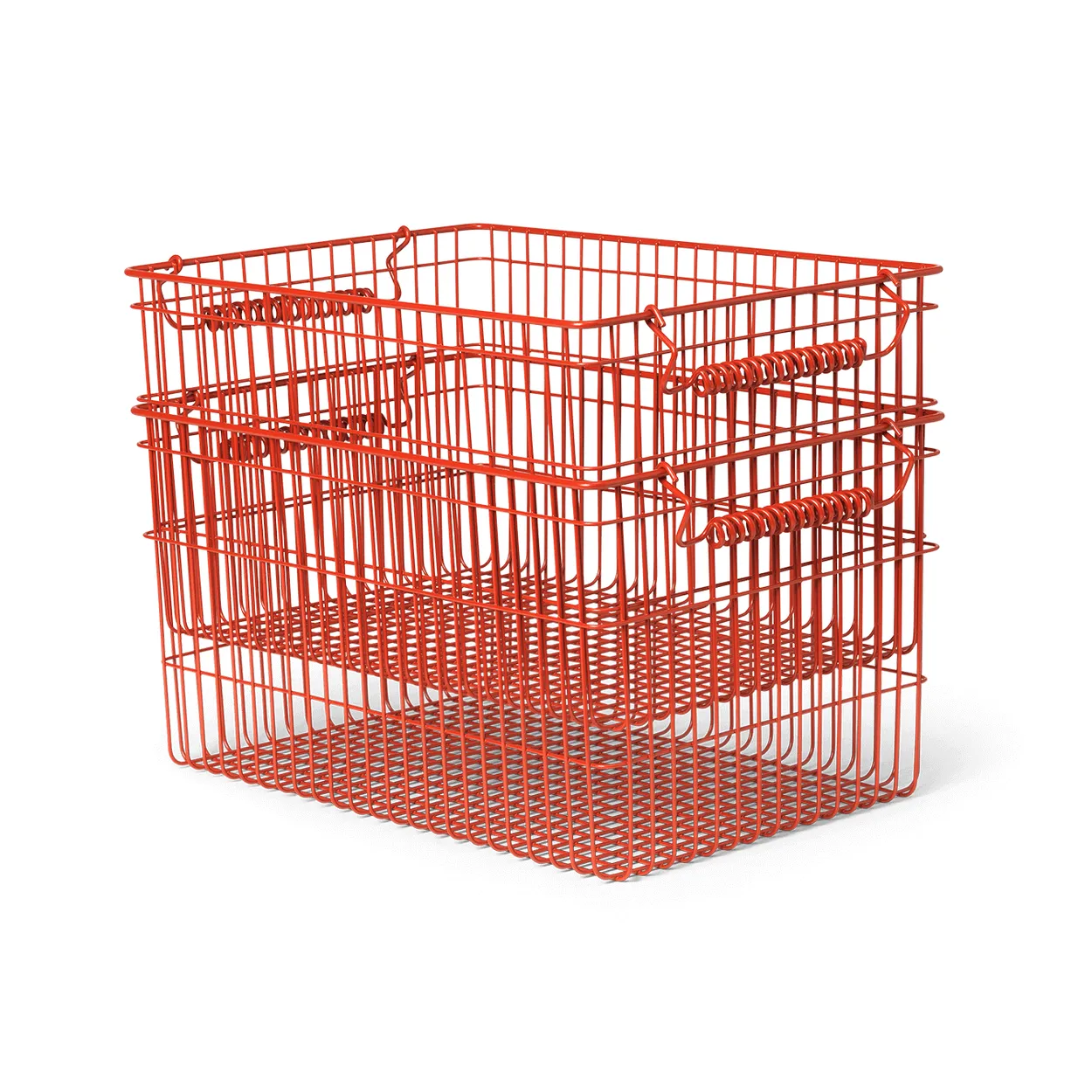 Ferm Living Cala stackable basket 2-pack Poppy red | Scandinavian Design | Storage baskets | Red