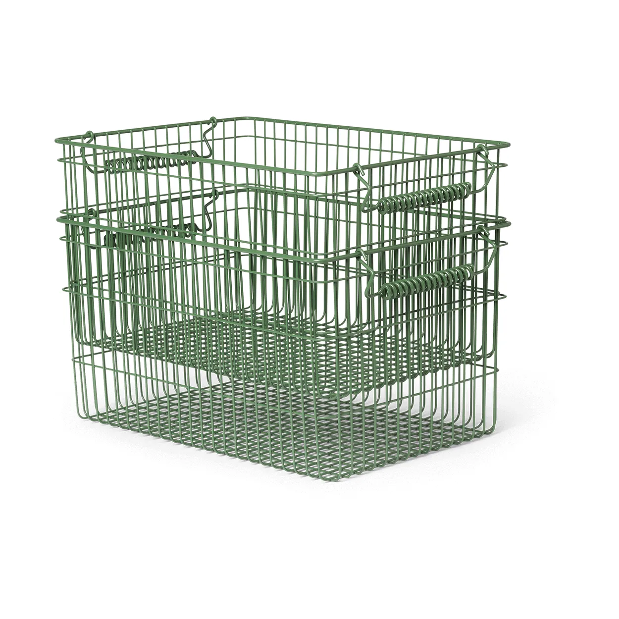 Ferm Living Cala stackable basket 2-pack Verdant green
