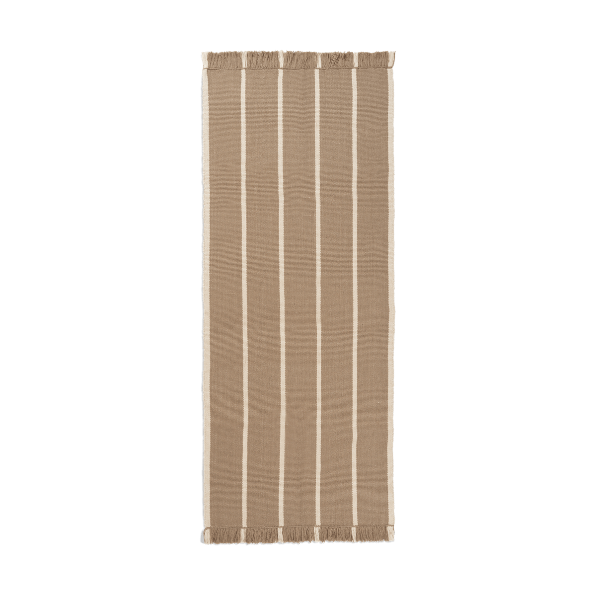 Ferm Living Calm kelim walking mat Dark Sand, Off-white, 80x200 cm