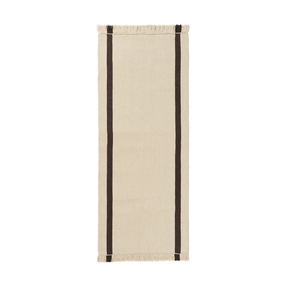 Ferm Living Calm kelim walking mat Off-white, Coffee, 80x200 cm