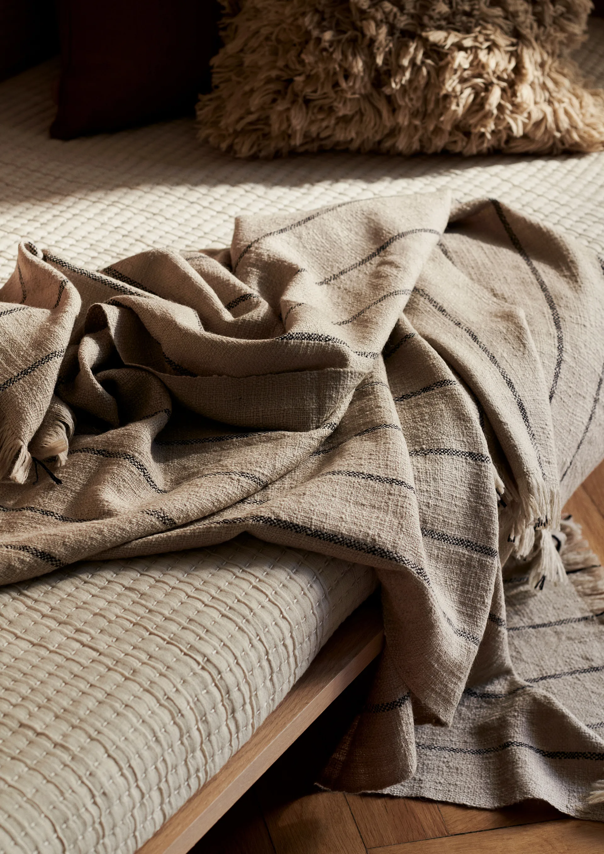 Calm wool throw 120x180 cm, Camel/Black Ferm Living