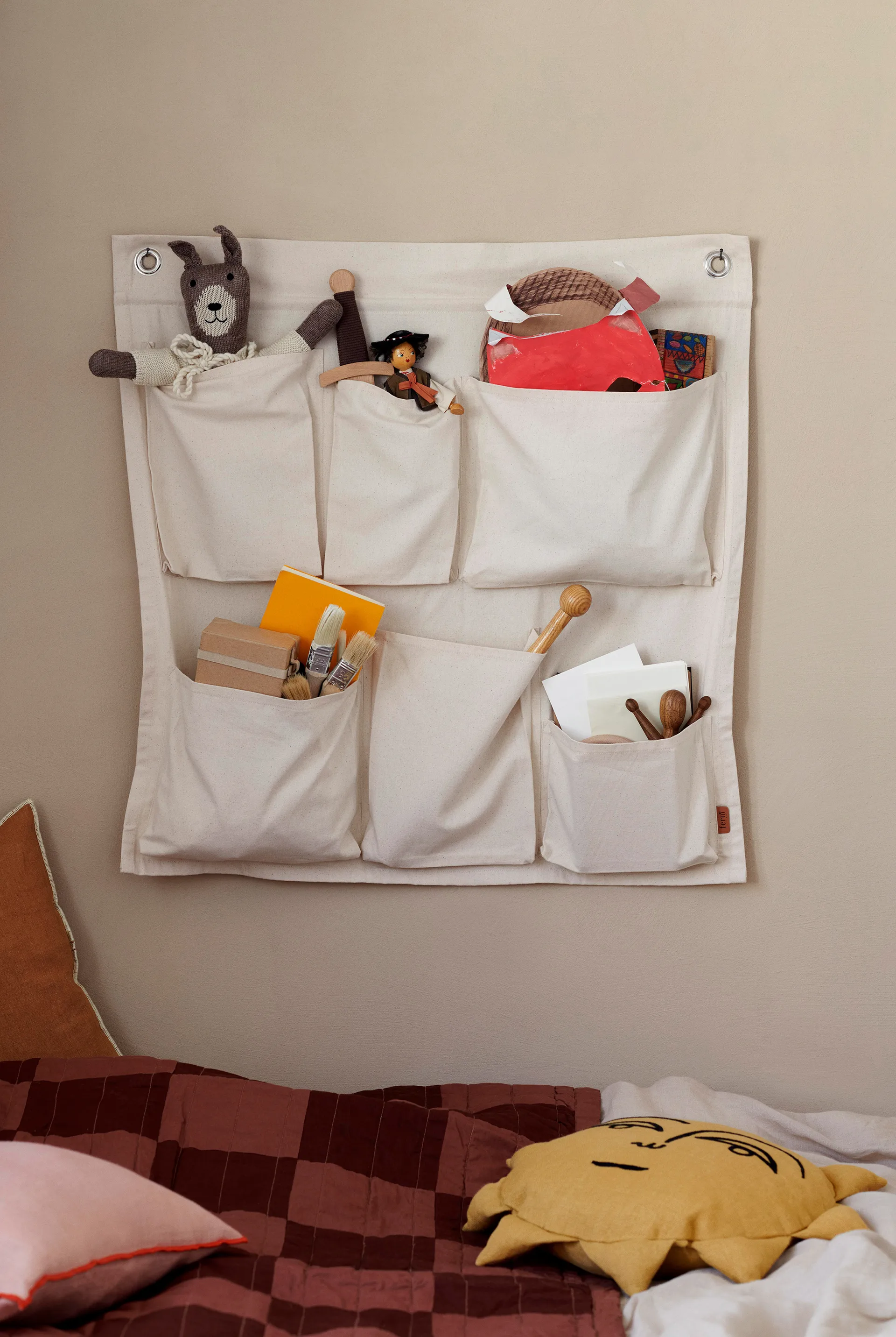 Canvase wall pockets wall storage, 70x70 cm Ferm Living