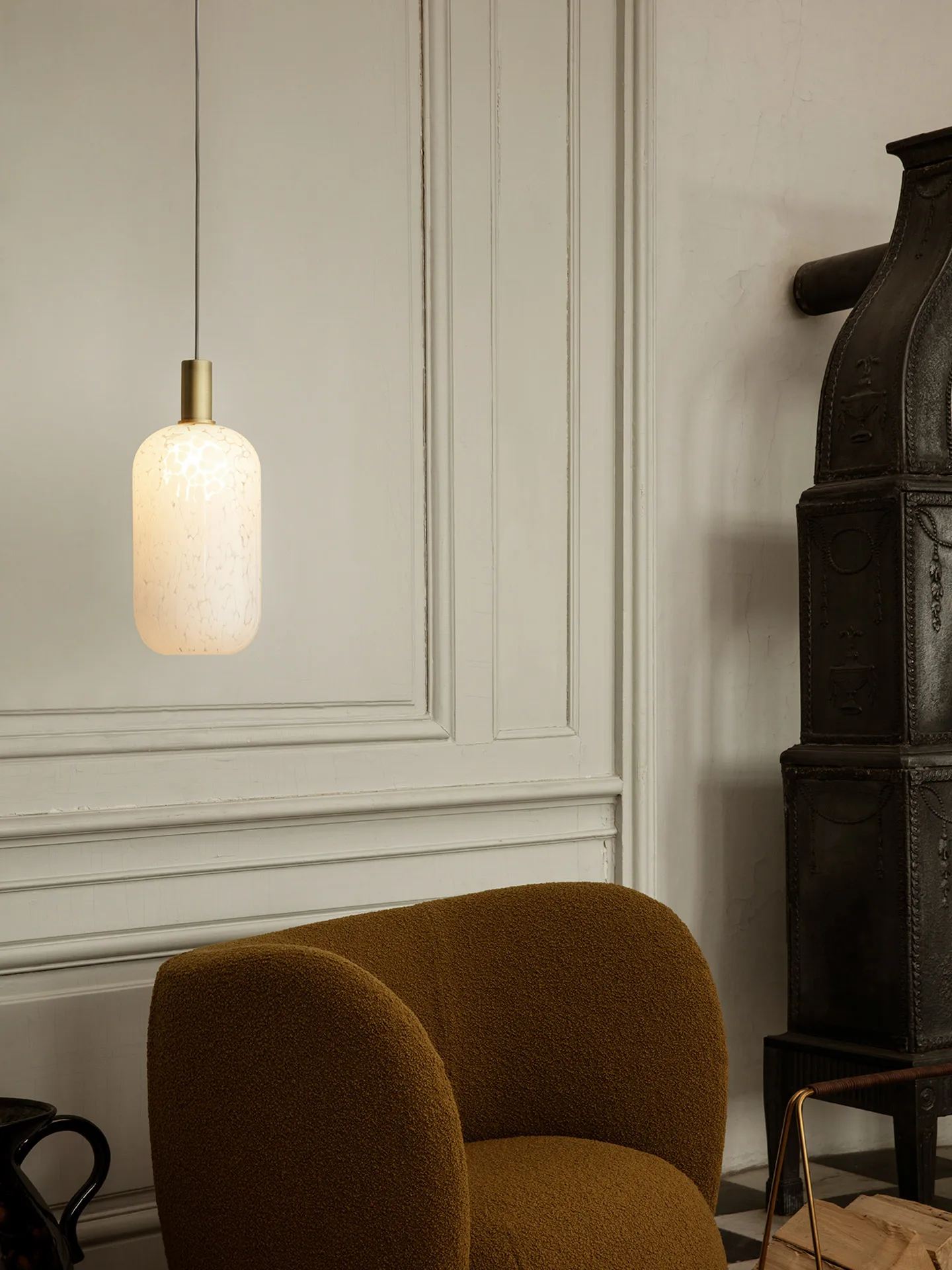 Casca Shade glass lamp shade tall Ø18.6 cm, Milk Ferm Living