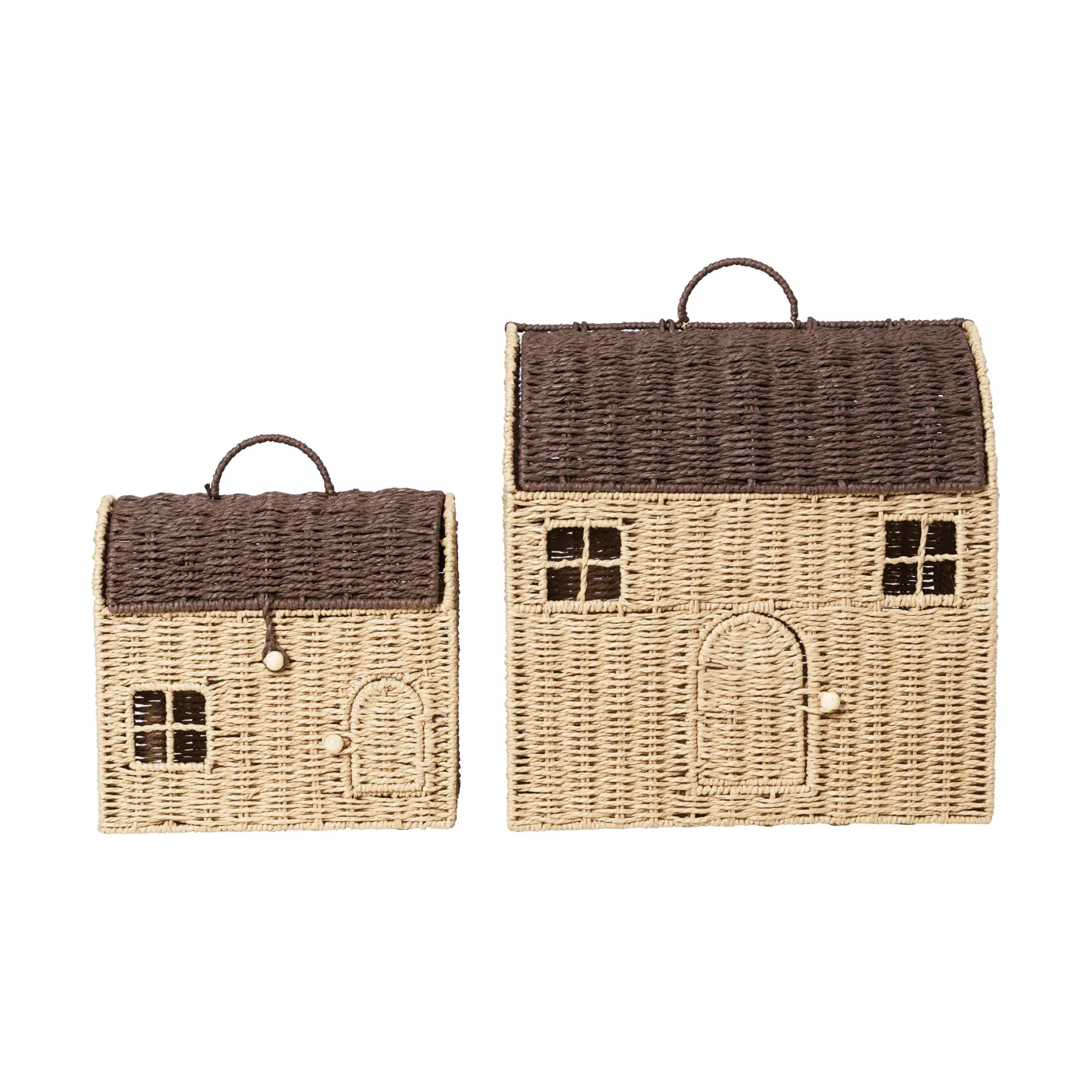 Casu house-shaped storage baskets, 2 pieces, Natural-dark brown Ferm Living