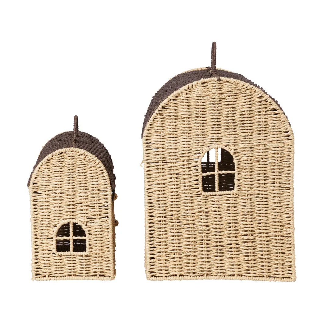 Casu house-shaped storage baskets, 2 pieces, Natural-dark brown Ferm Living
