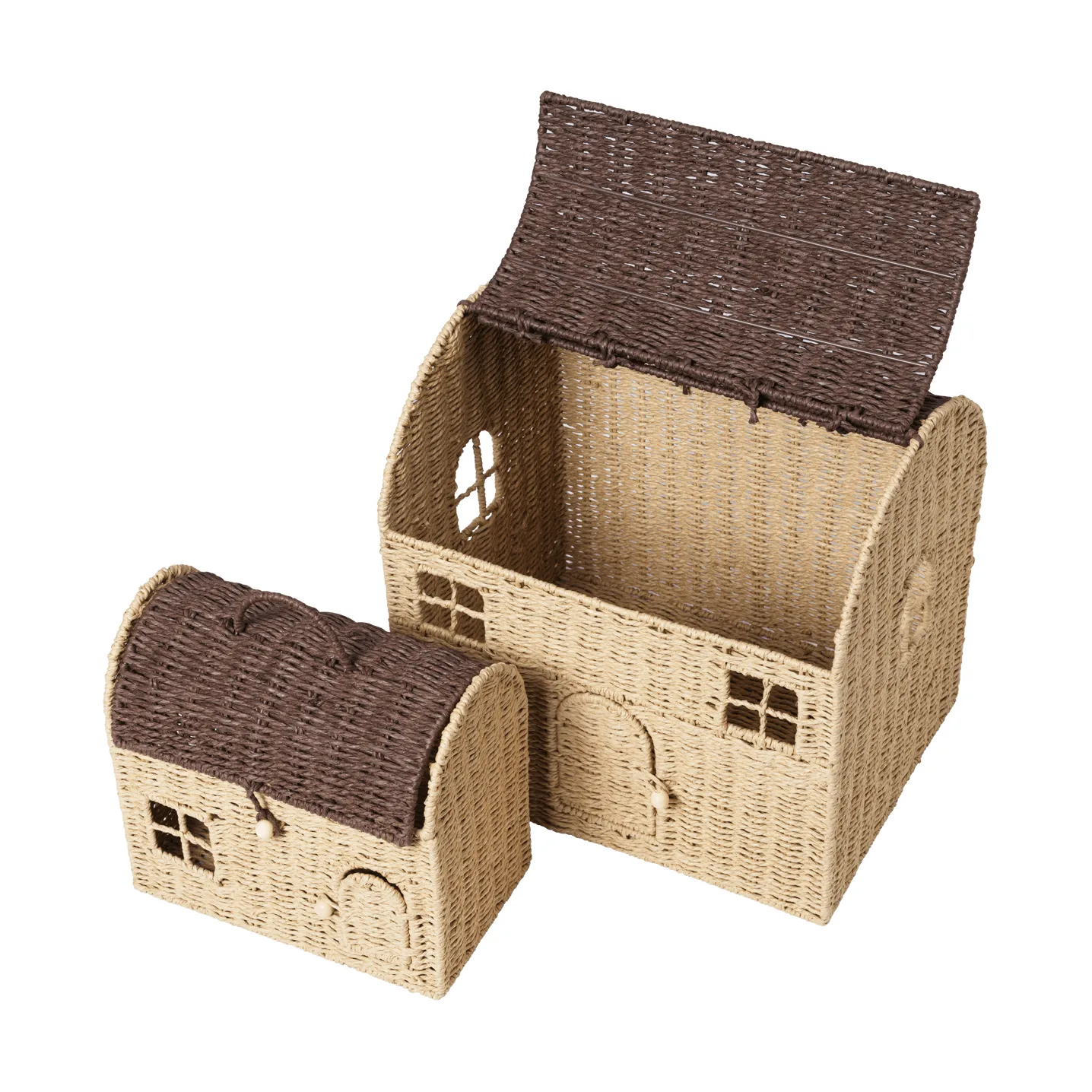 Casu house-shaped storage baskets, 2 pieces, Natural-dark brown Ferm Living