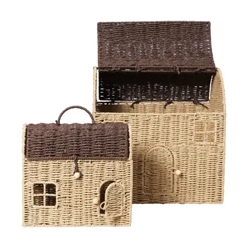 Casu house-shaped storage baskets, 2 pieces - Natural-dark brown - Ferm Living