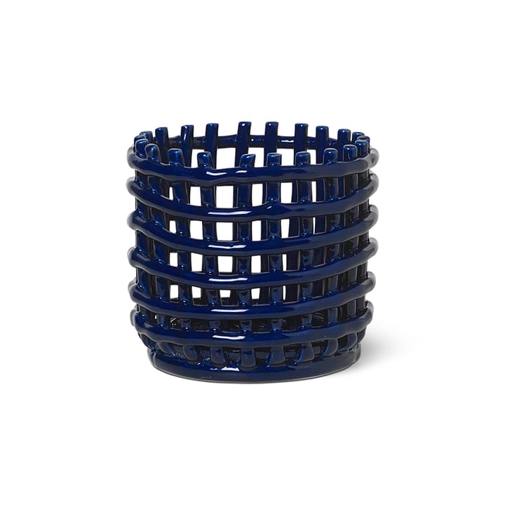 Ceramic braided basket Ø16 cm - blue - ferm LIVING