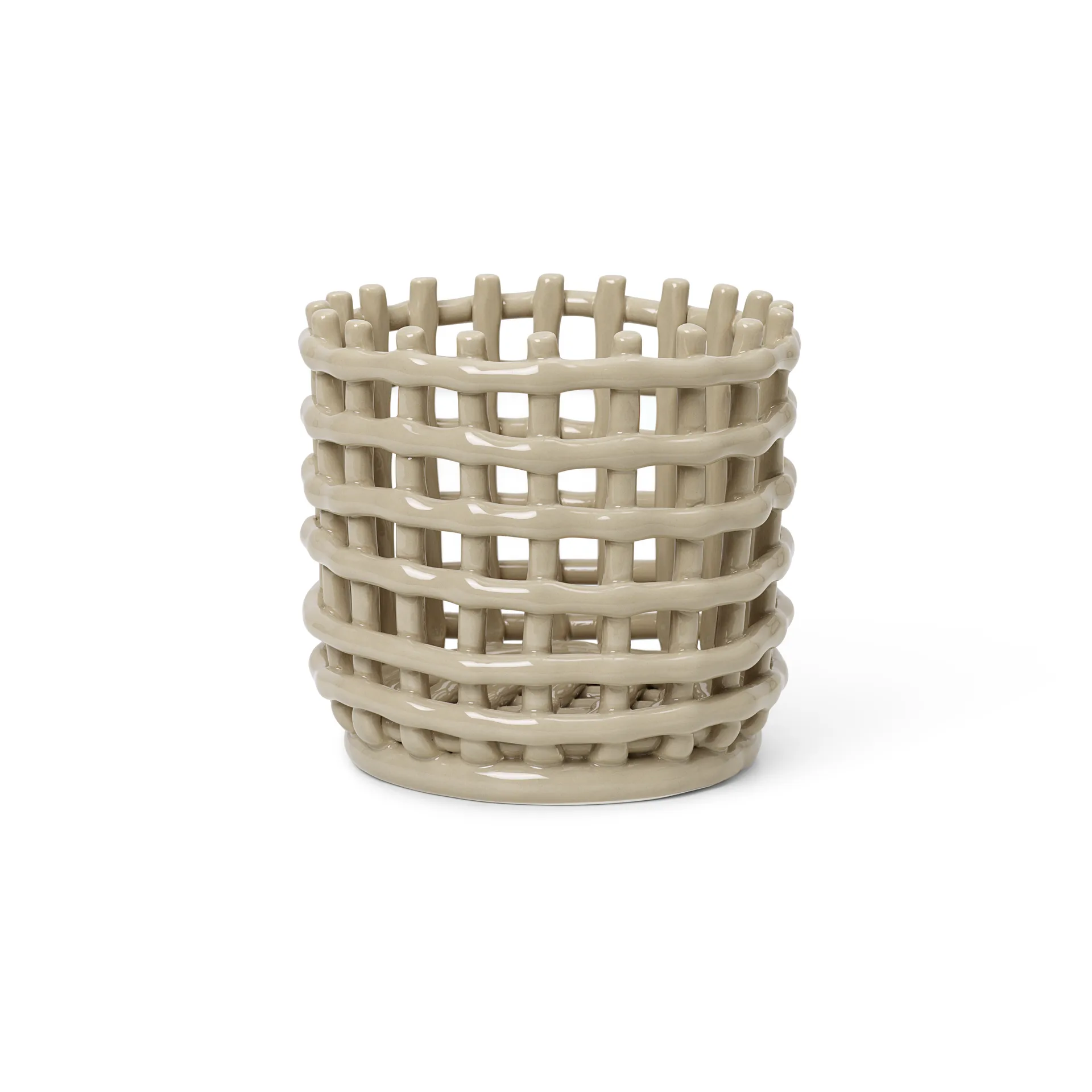 Ceramic braided basket Ø16 cm, cashmere Ferm Living
