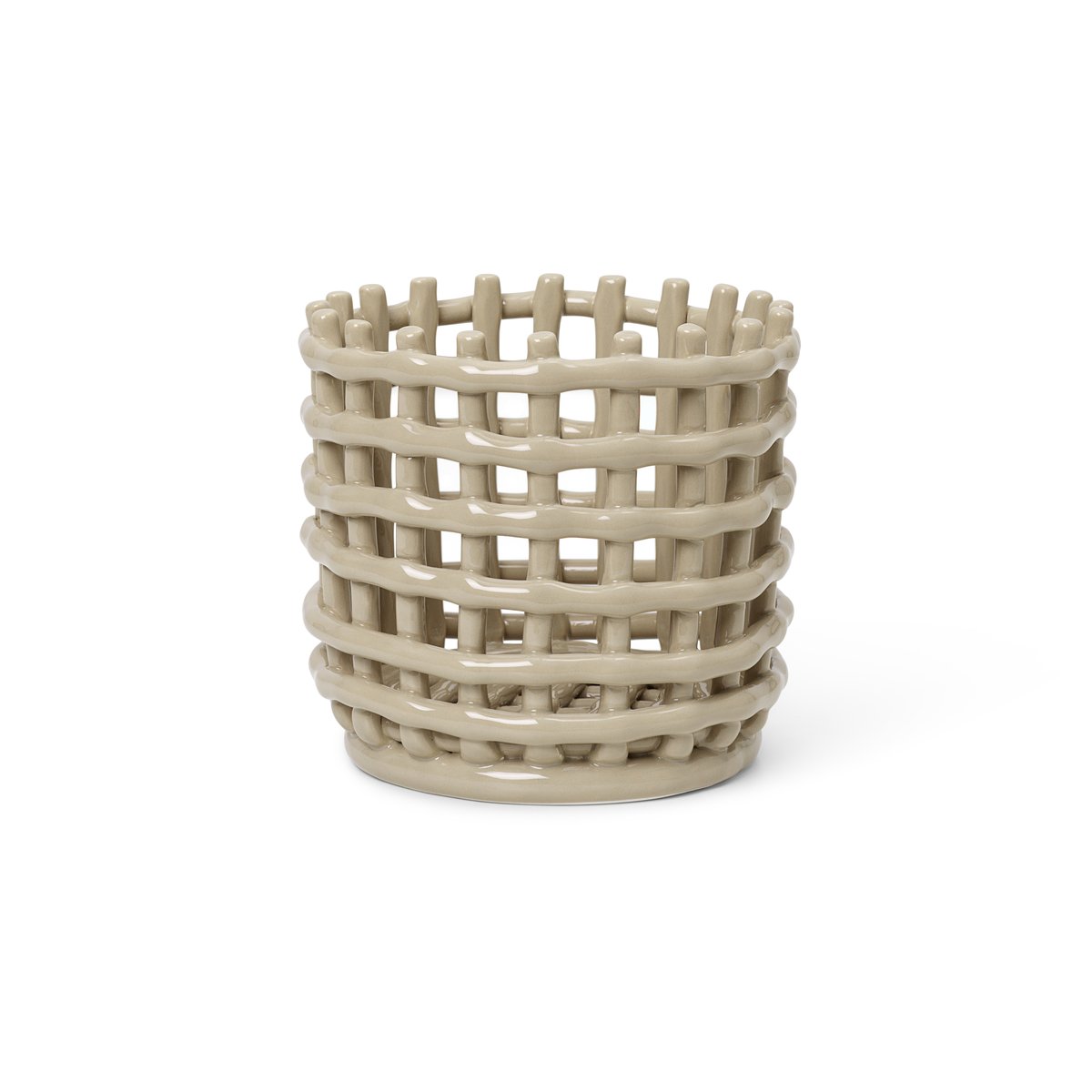 Ferm Living Ceramic braided basket Ø16 cm cashmere | Scandinavian Design | Storage baskets | Beige