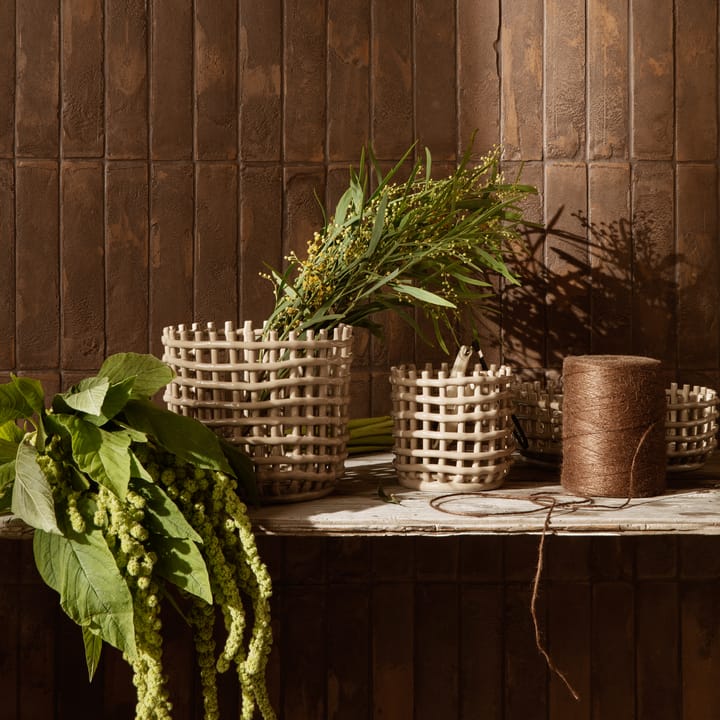 Ceramic braided basket Ø16 cm - cashmere - ferm LIVING