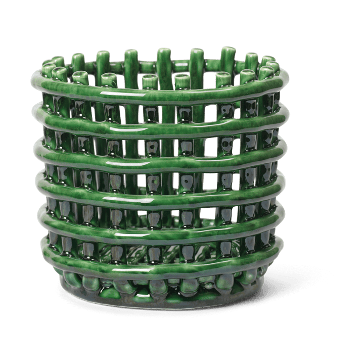 Ceramic braided basket Ø16 cm - Emerald Green - Ferm Living