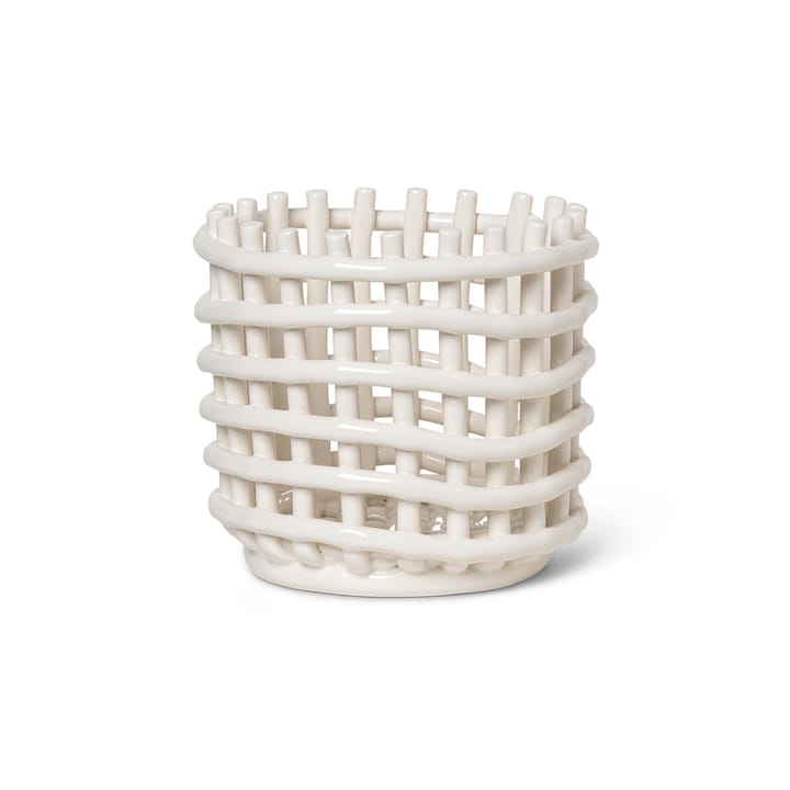 Ceramic braided basket Ø16 cm - off white - ferm LIVING