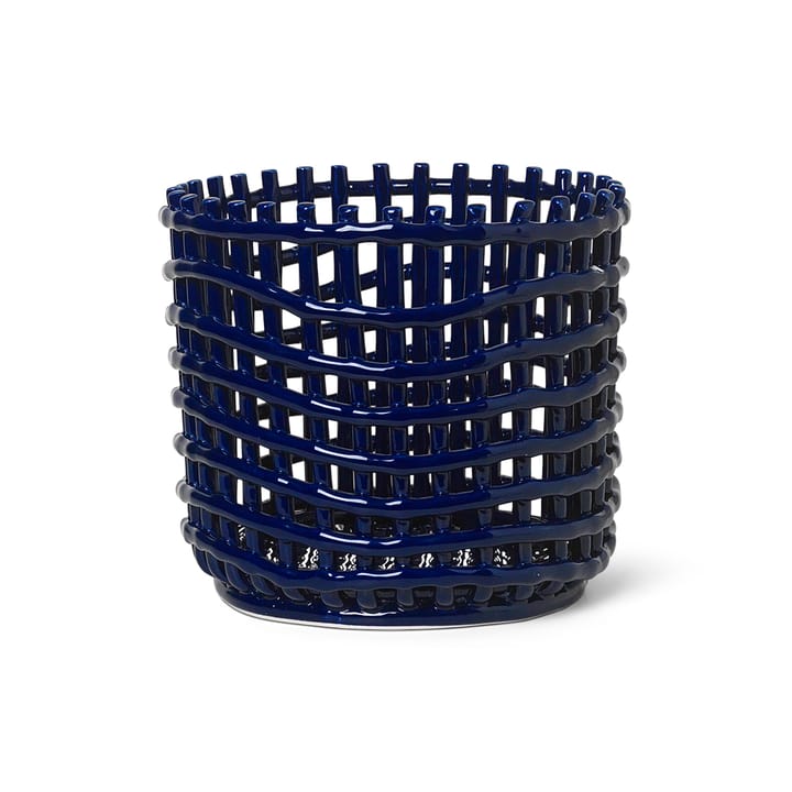 Ceramic braided basket Ø23.5 cm - blue - Ferm LIVING