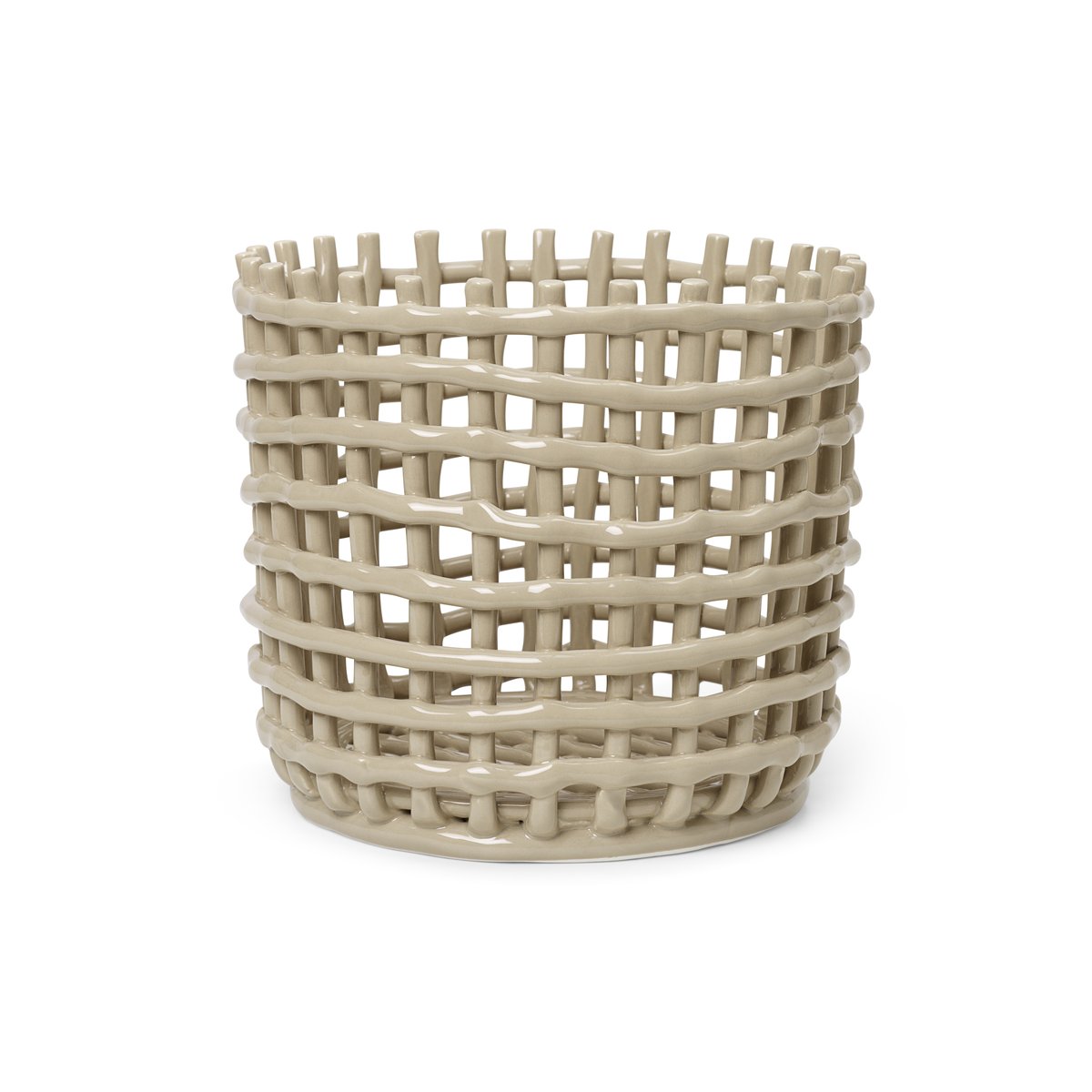 Ferm Living Ceramic braided basket Ø23.5 cm cashmere