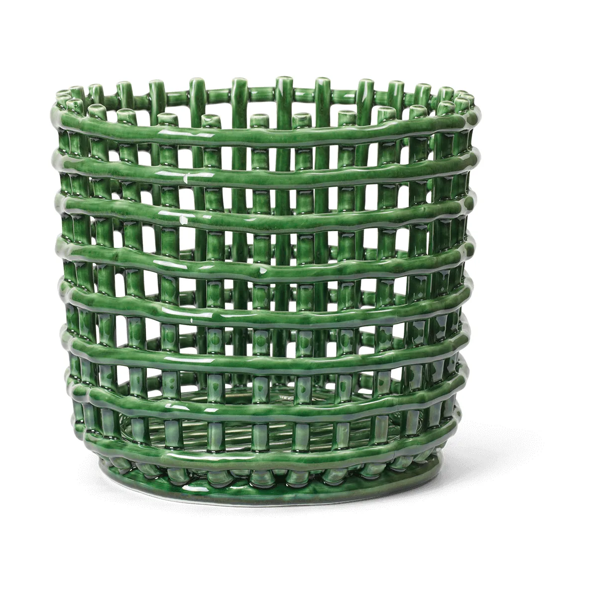 Ferm Living Ceramic braided basket o23.5 cm Emerald Green