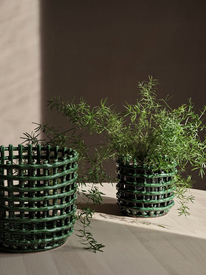 Ceramic braided basket Ø23.5 cm - Emerald Green - ferm LIVING