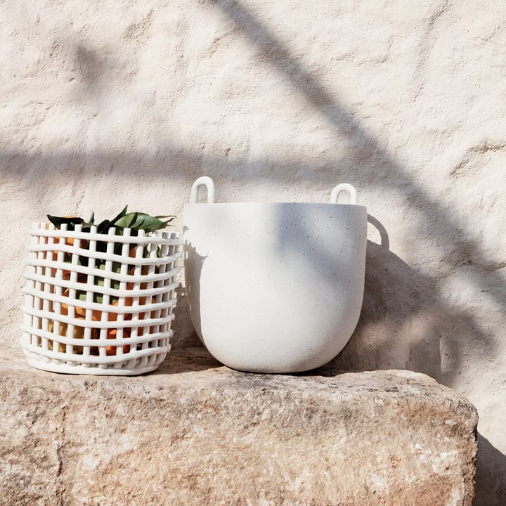 Ceramic braided basket Ø23.5 cm - off white - ferm LIVING