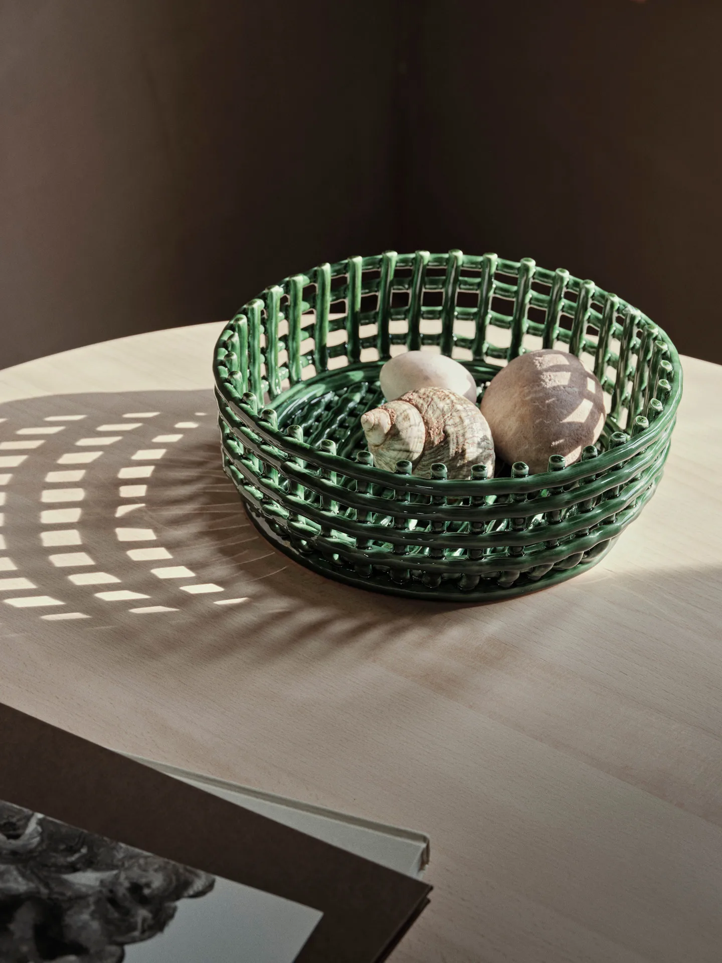 Ceramic braided bowl, Emerald Green Ferm Living