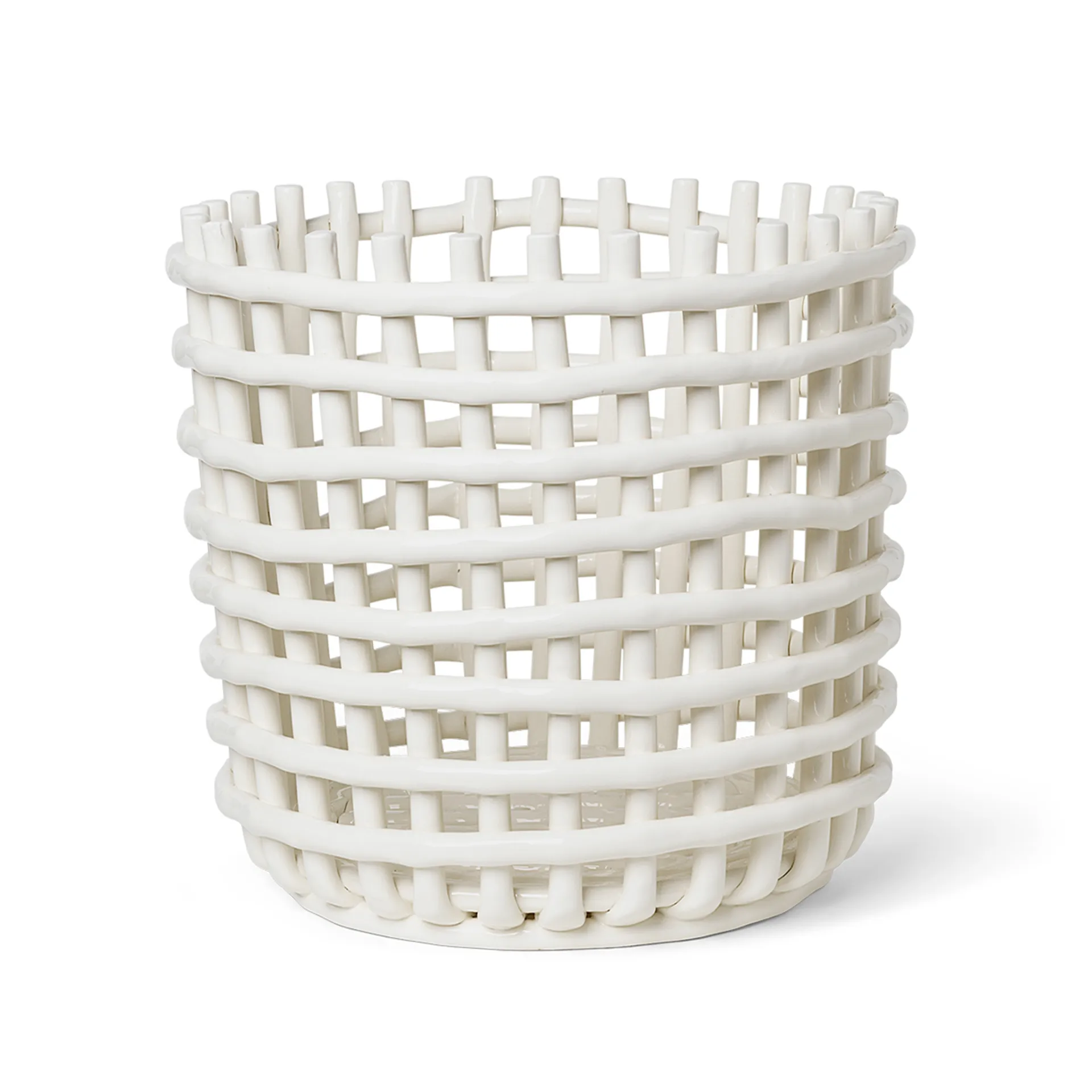 Ceramic plaited basket Ø35 cm, Off white Ferm Living