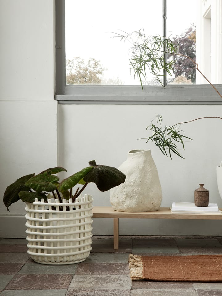 Ceramic plaited basket Ø35 cm - Off white - ferm LIVING