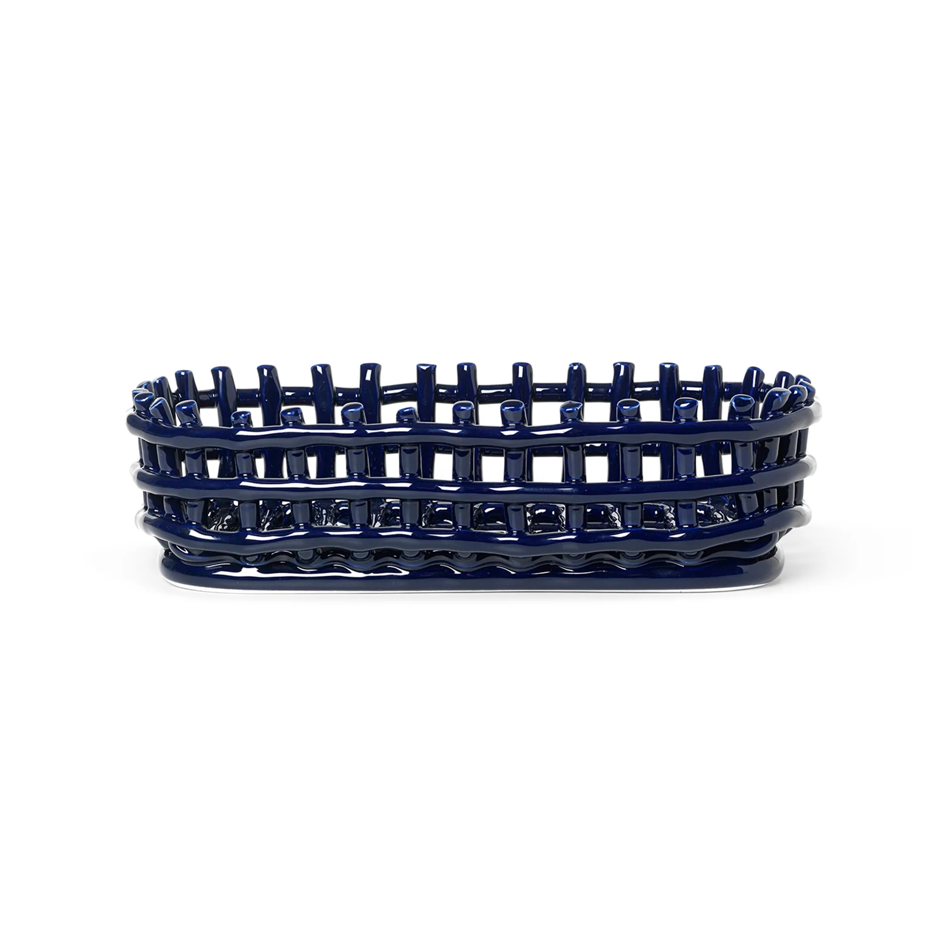 Ceramic plated basket oval 15x30 cm, Blue Ferm Living