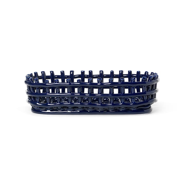 Ceramic plated basket oval 15x30 cm - Blue - ferm LIVING