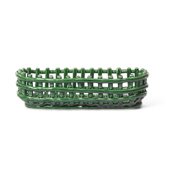 Ceramic plated basket oval 15x30 cm - Emerald Green - Ferm LIVING