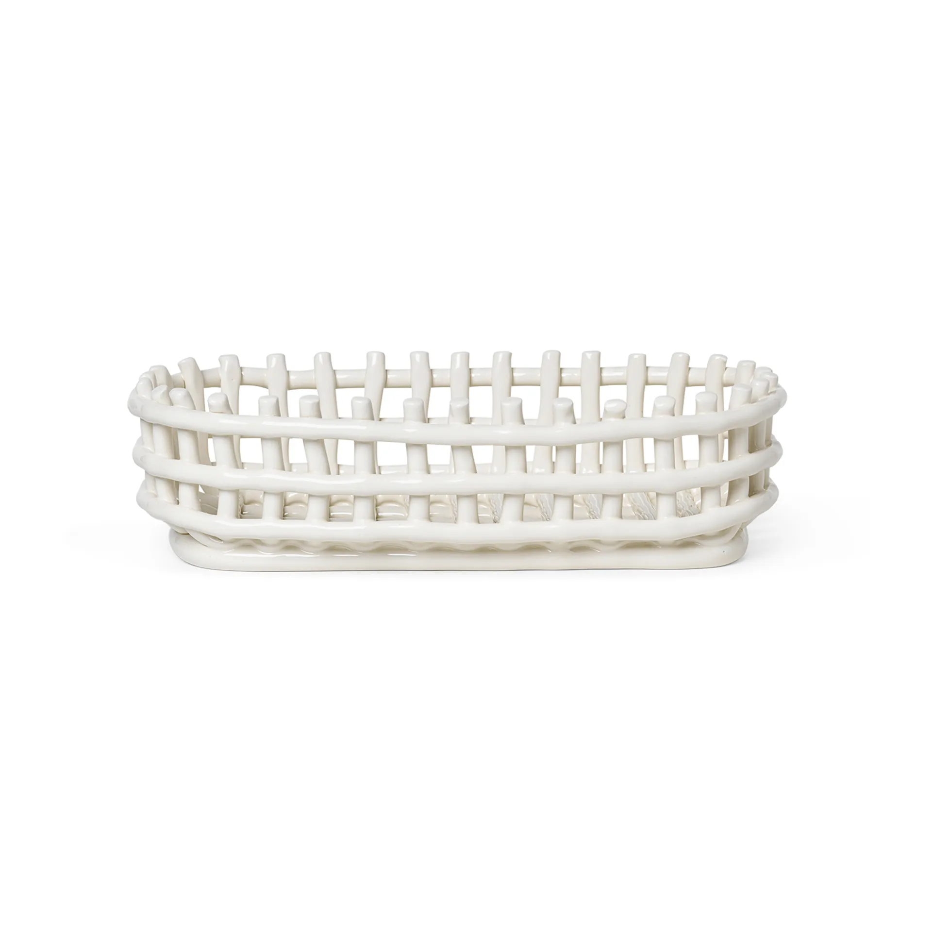 Ceramic plated basket oval 15x30 cm, Off white Ferm Living