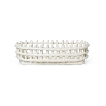 Ceramic plated basket oval 15x30 cm - Off white - Ferm Living