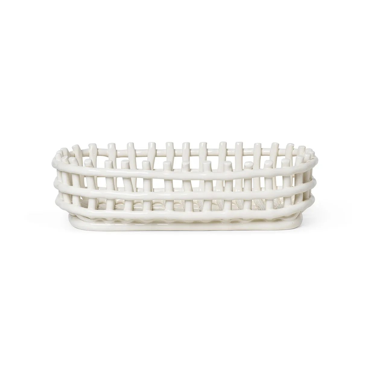 Ferm Living Ceramic plated basket oval 15x30 cm Off white