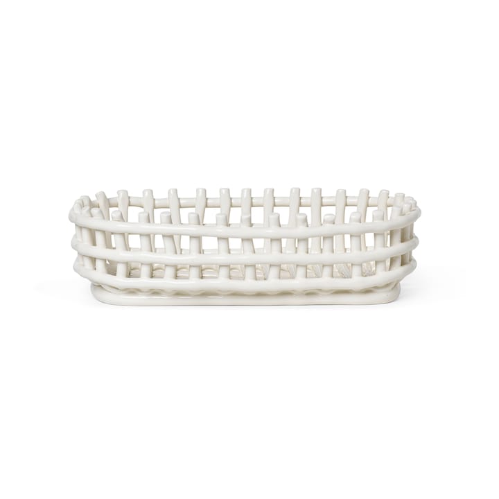 Ceramic plated basket oval 15x30 cm - Off white - ferm LIVING