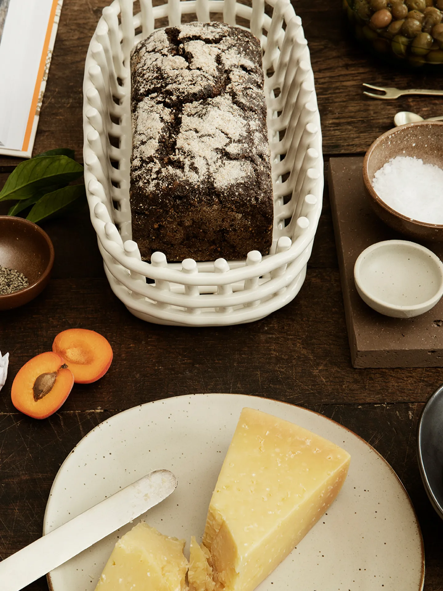 Ceramic plated basket oval 15x30 cm, Off white Ferm Living