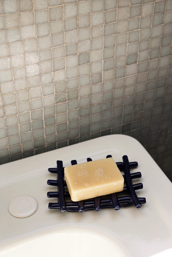 Ceramic soap dish 10x14.5 cm - Blue - ferm LIVING