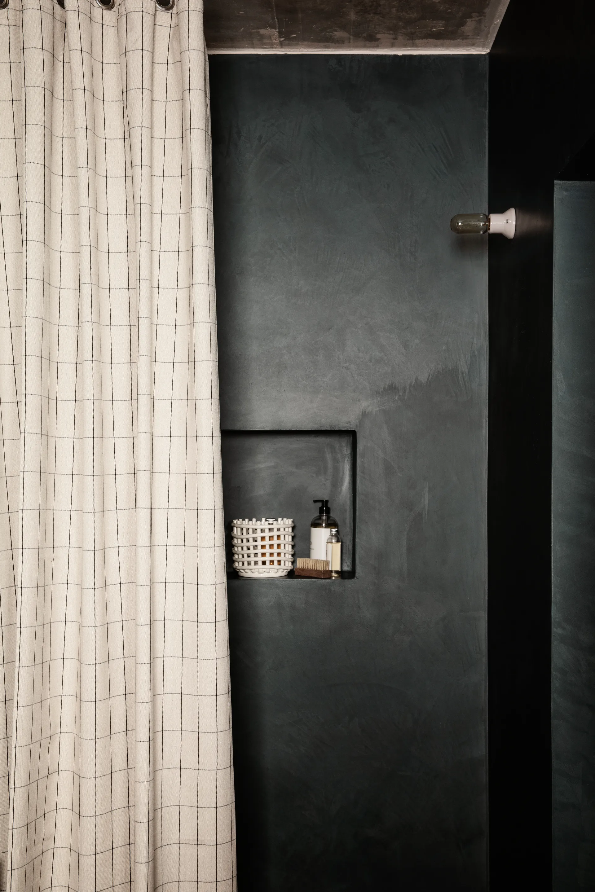Chambray shower curtain, Checked Ferm Living