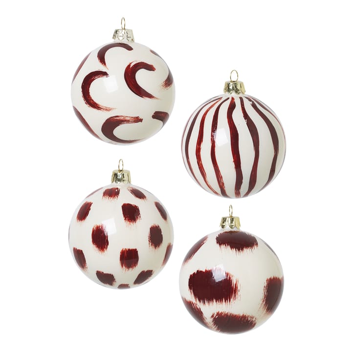 Christmas tree bauble Ø8 cm 4-pack - Red-brown - ferm LIVING