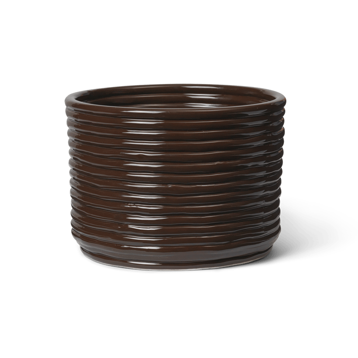 Corduroy flower pot Ø20x15 cm - Carob Brown - Ferm Living