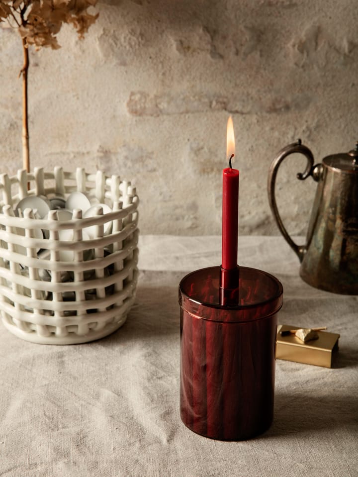 Countdown to Christmas glass jar with 24 light, dark red Ferm Living