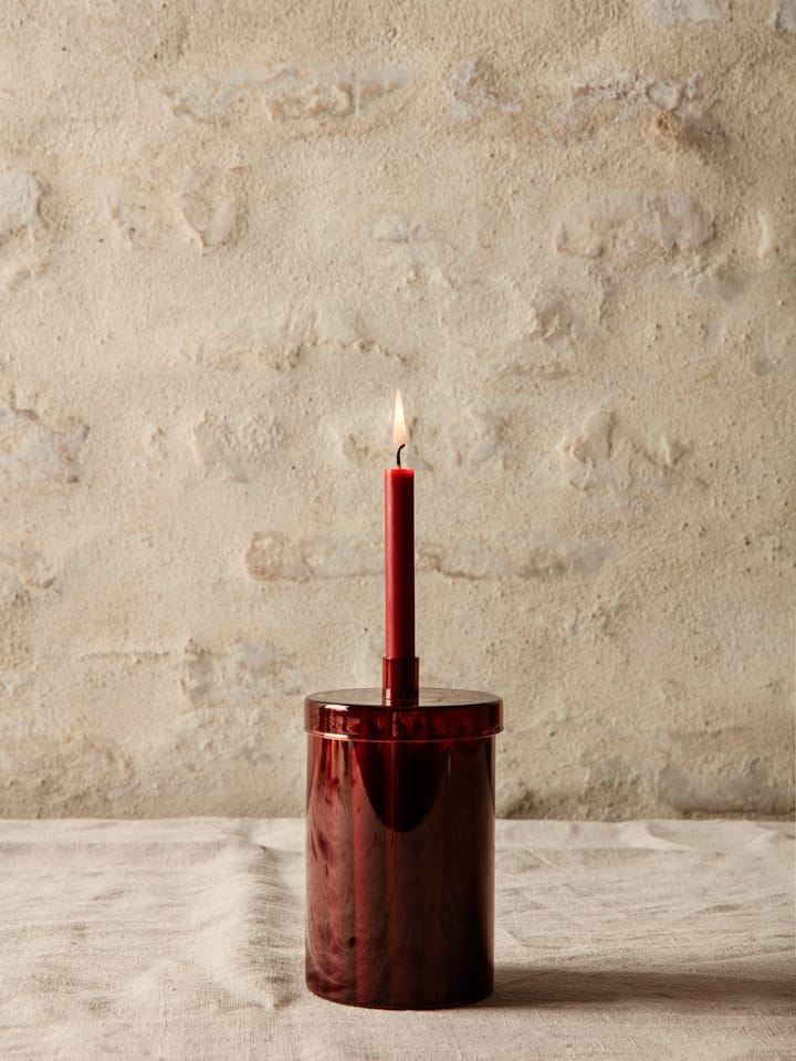 Countdown to Christmas glass jar with 24 light, dark red Ferm Living
