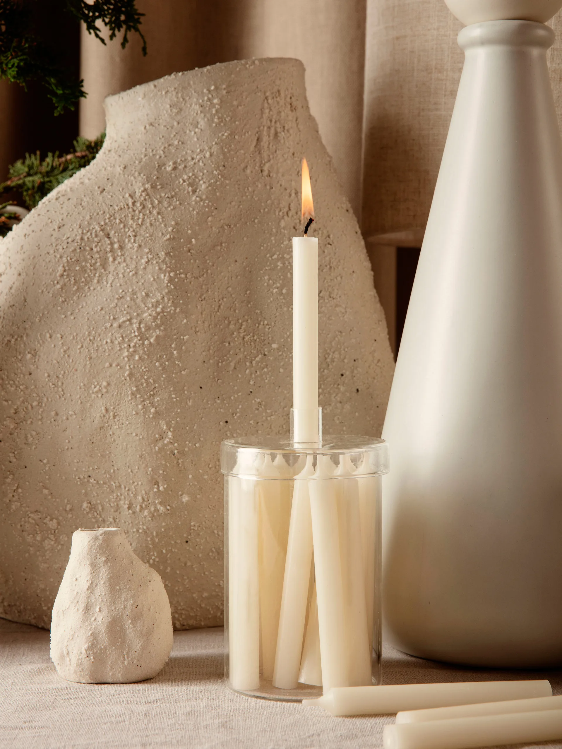Countdown to Christmas glass jar with 24 light, off white Ferm Living