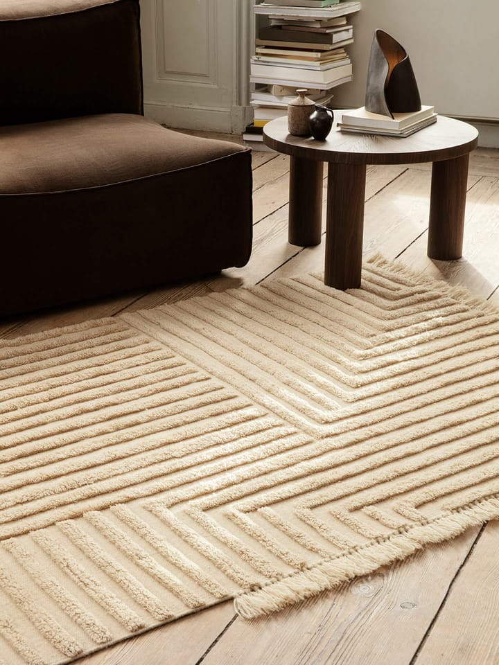 Crease wool carpet 140x200 cm - Light Sand - Ferm Living